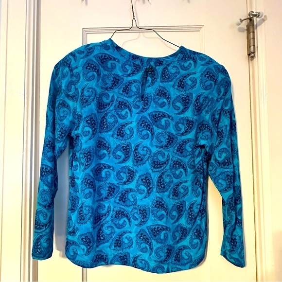 Carole Little Petite Top Key Hole Opening in Back Mermaid Cerulean Size 6P - Picture 2 of 9